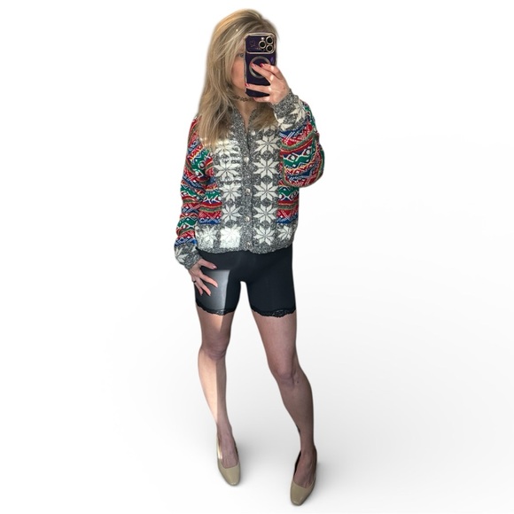 Vintage 80’s/90’s Lizwear Multicolor Fair Island Style Colorful Knit Cardigan S - Picture 7 of 7